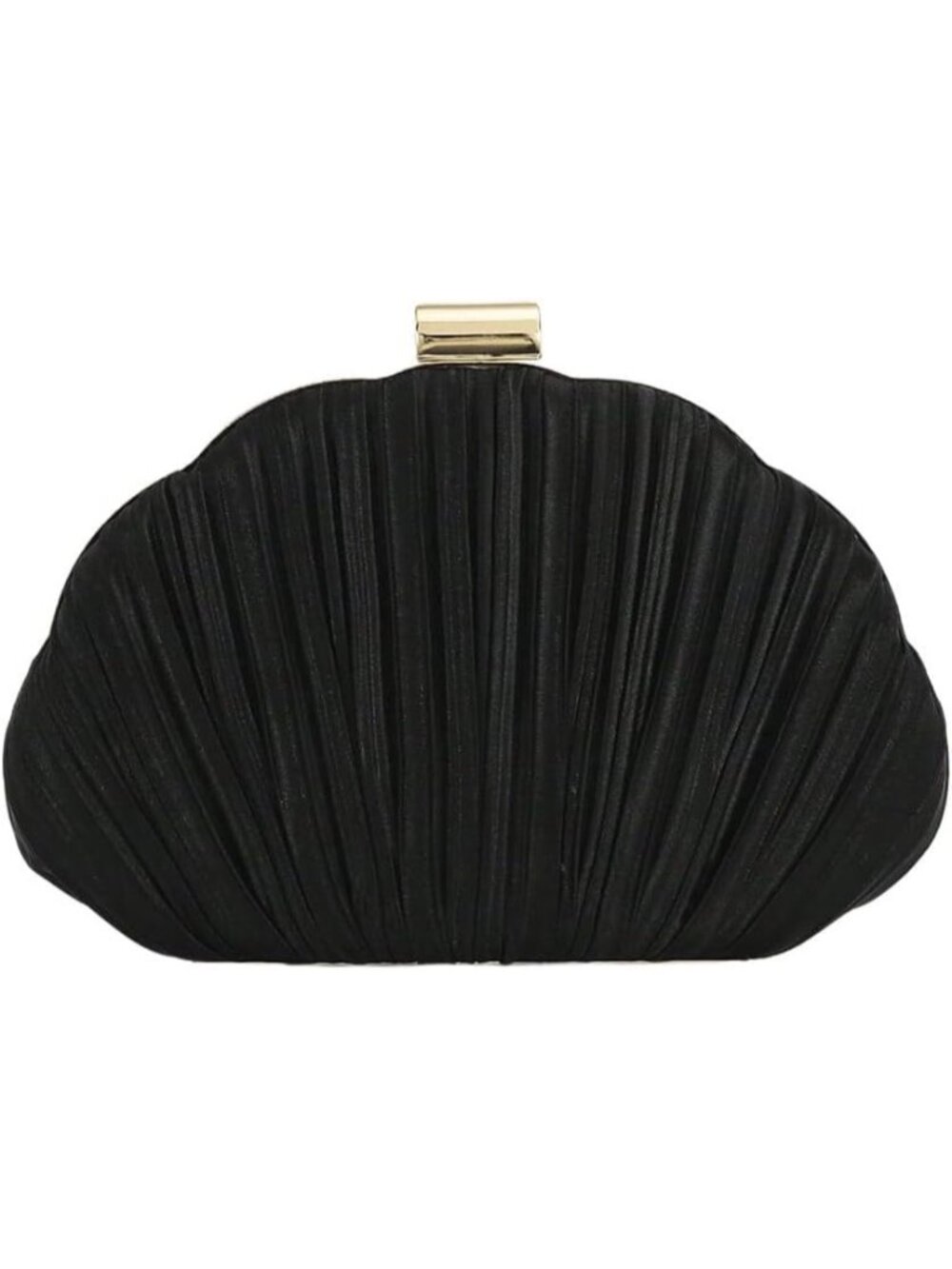 Women's Black Seashell Soft Clutch Detachable Chain Strap Casual Evening Bag